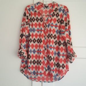 Aztec tribal southwest button down shirt Large